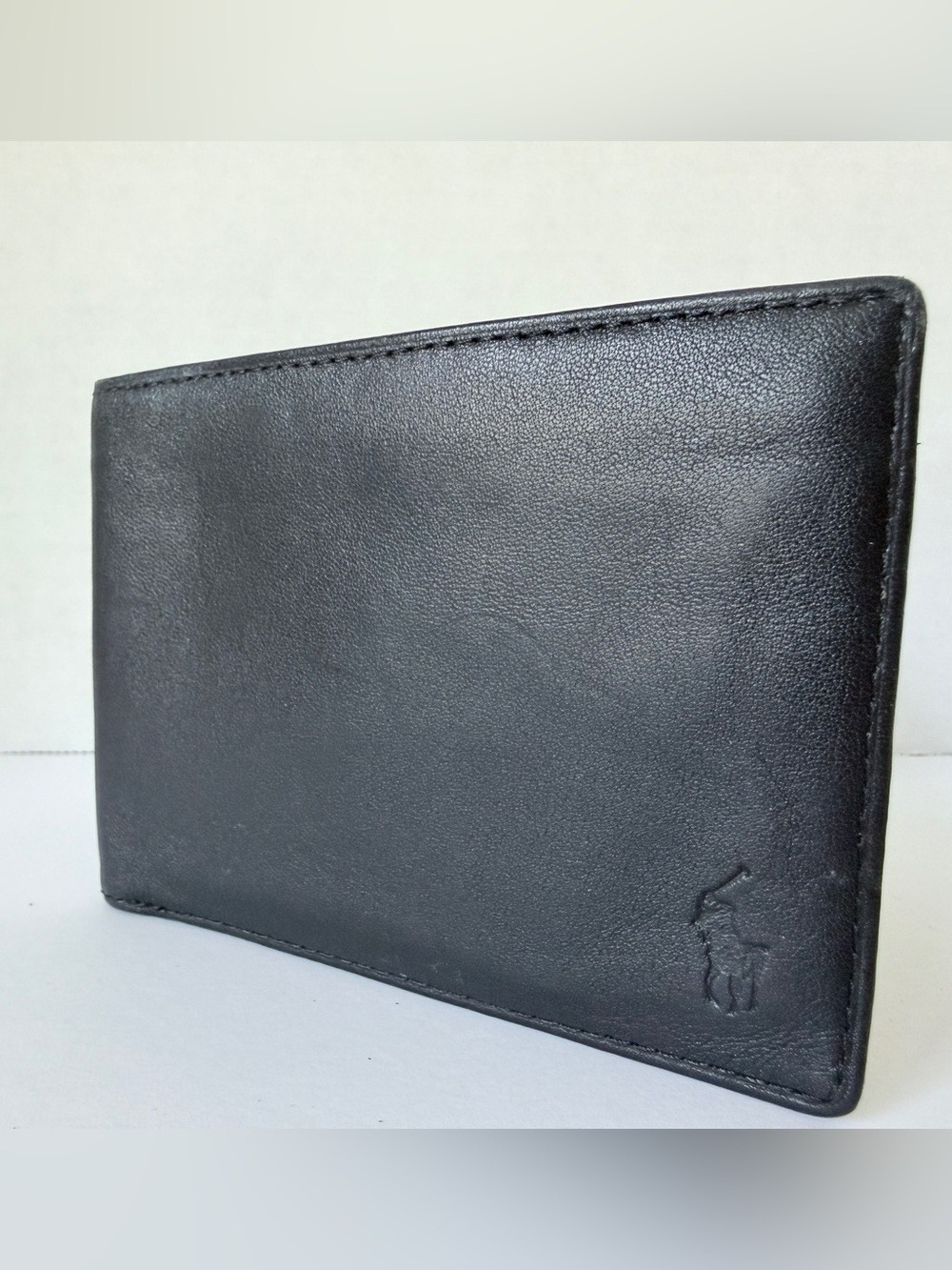 Ralph Lauren Black Leather Wallet with Embossed Polo Logo